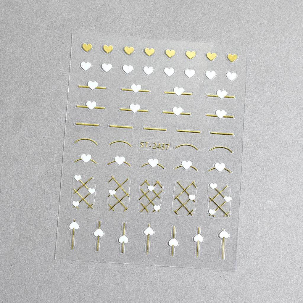 Minimalist 3D Heart & LOVE Line Nail Stickers - Popular TikTok & Xiaohongshu Nail Decals