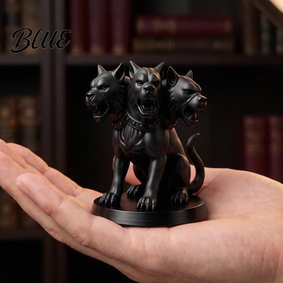 Gothic Home Decor Three-Headed Dog Figurine Mythology Animal Statue 3D Printed Dark Fantasy Room Accessories Halloween Ornament for Desktop