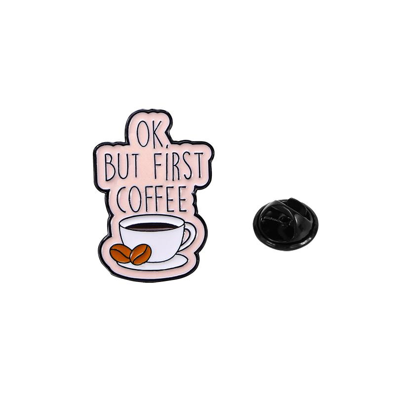 

Funny Girls Coffee Story Theme Enamel Brooches Cute Powered By Iced Coffee Lapel Pins For Office Lady Dress Backpack Badge