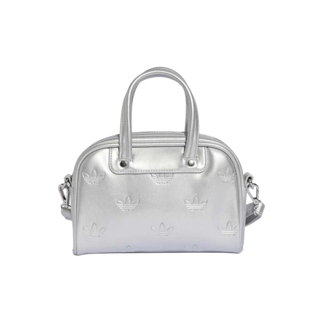 Adidas Originals Trefoil ADICOLOR Polyurethane Bowling Bag, Shoulder Bag, Handbag Mini Womens Silver One Size