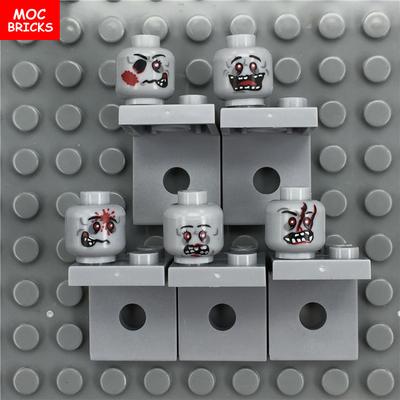 30pcs/lot MOC Bricks Zombie Face Head Expression Collection Anime Figure DIY Compatible Building Blocks Educational Toys