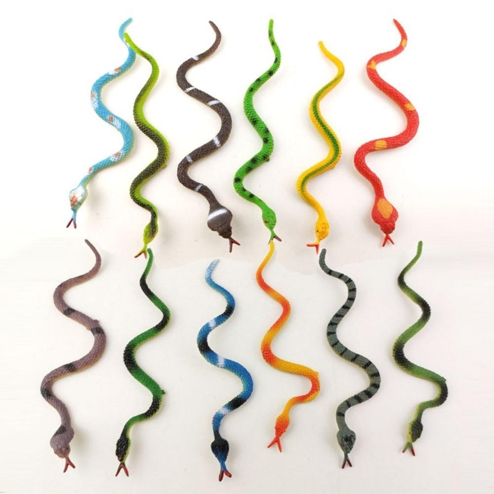 12 Pcs/Set Plastic Simulation Snake Lifelike Simulation Animal Model  Kids Gifts,Toys Games