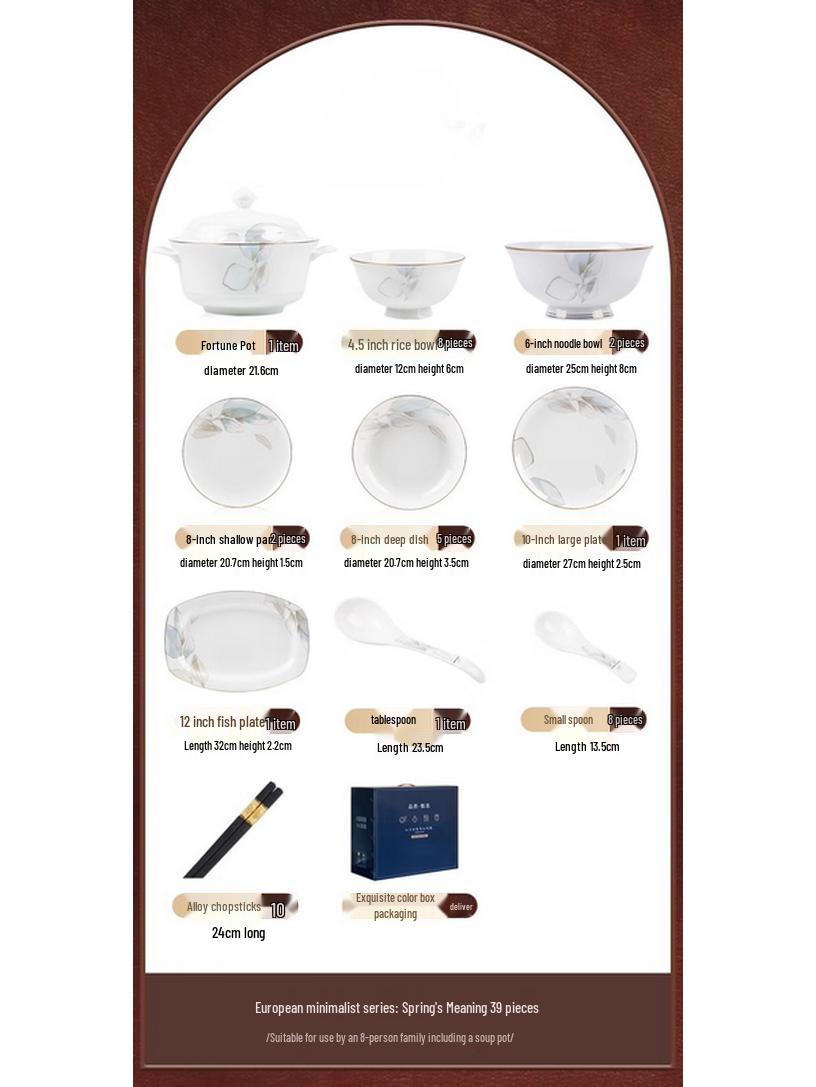 Mode Lanca Light Luxury Jingdezhen-Style Ceramic 39-Piece Dinnerware Set