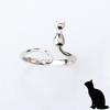 Ladies' Silver Cat Ring, Can Be Opened And Adjusted In Size, Simple And Fashionable Ring, Versatile Accessory Jewelry.