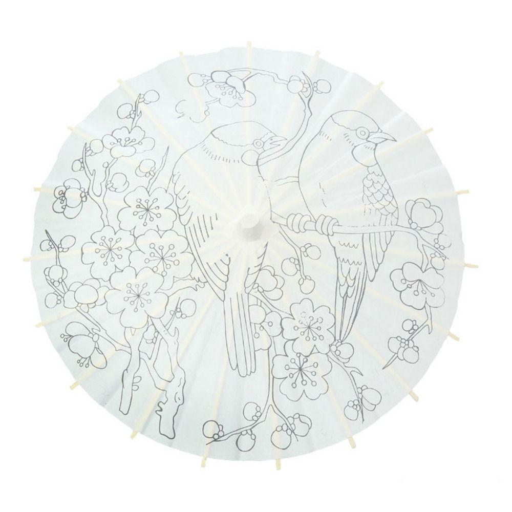 Vintage Blank Paper Umbrella DIY Chinese Umbrella Wood Drawing Umbrella  Wedding Party Favors