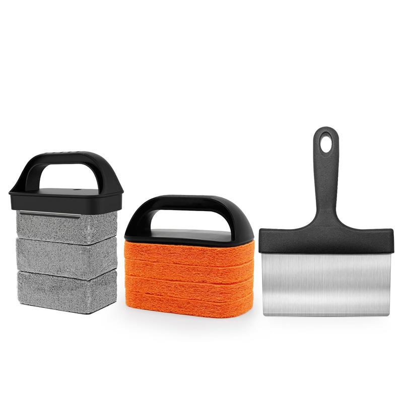 BBQ cleaning brush 15-piece set, scouring cloth, cleaning stone, matte cleaning shovel, multi-functional combination set