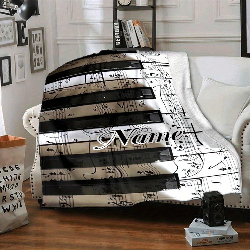 Piano Music Notes Home Customize Your Name Blankets Comfortable Soft Lightweight Allseason Multipurpose Blanket For Picnics Sofas Offices Beds Living