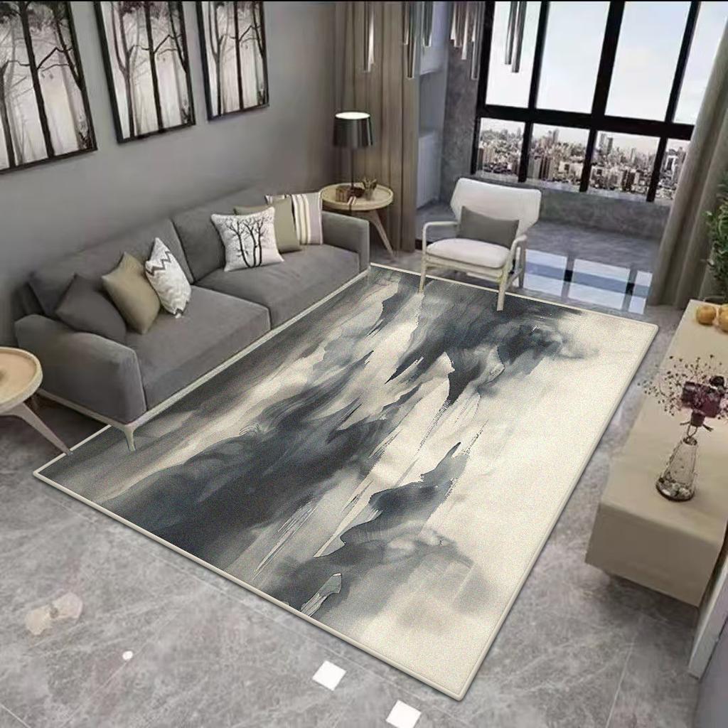 Abstract Black White Living Room Rug Decoration Bedroom Anti Slip Floor Mats Short Velvet Large Area Carpet Dining Room Washable