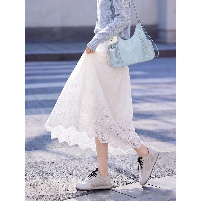 Women's French Sweet Hollow A-line Midi Skirt