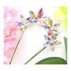 Miaomyao U-Shaped Hairpin for Japanese Kimono and Yukata, Metal Antique Hair Accessory with Cherry Blossom Flower and Zirconia, Multi-color,