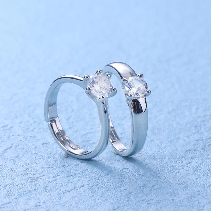 1Pair Classic Couple Resizeable Engagement Ring Men Women  Adjustable