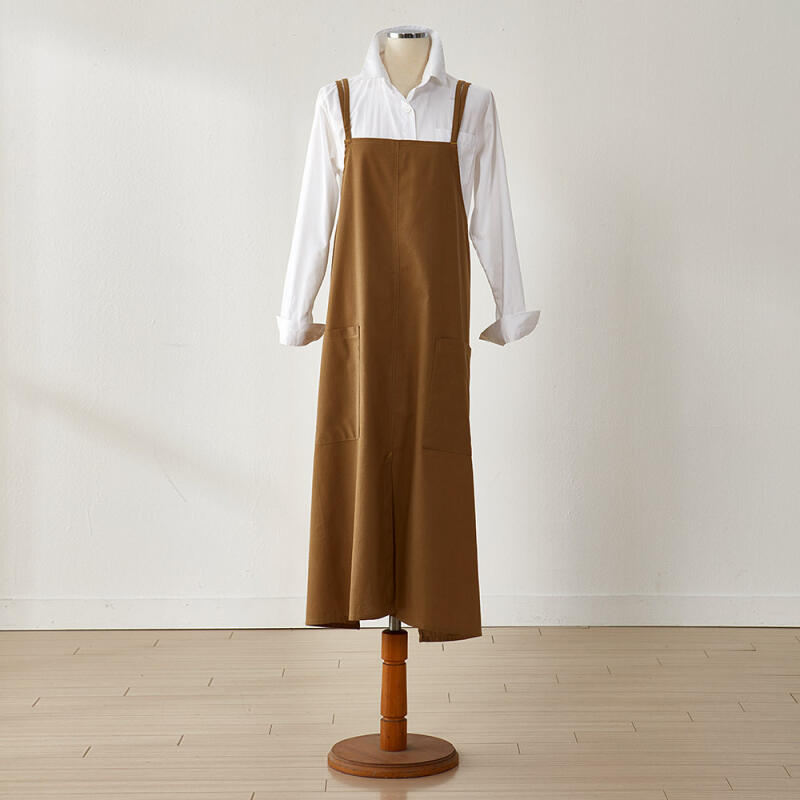 Luna Header Pure Cotton Long Waterproof Apron Khaki Khaki