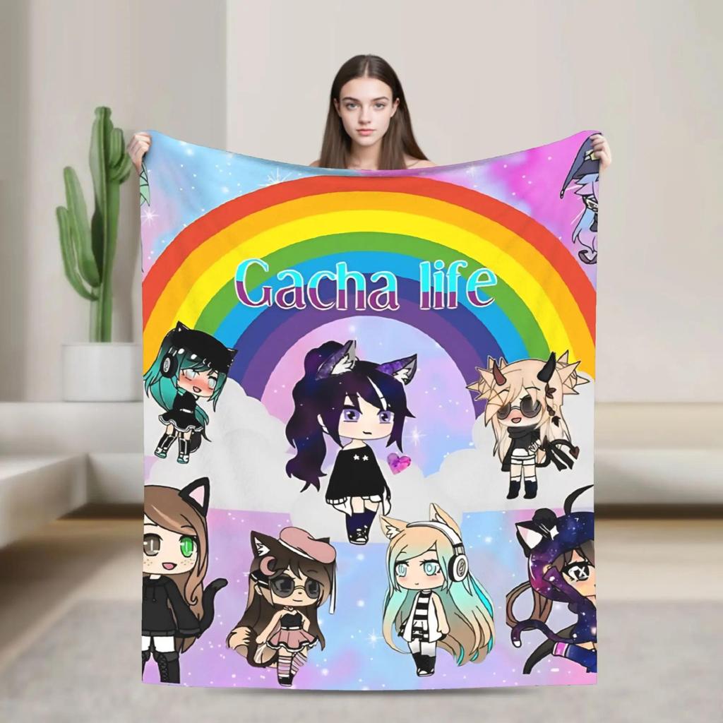 Gacha Life Game Flannel Throw Blanket  Soft Warm Bedspread for Home Decor Picnic Gift Idea