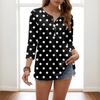 Summer  Women's Fashion Casual Three Quarter Sleeve Flower Buttons Print Round Neck Pullover Top Blouse