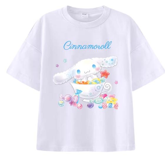 

2026 New Fashion RoundNeck ShortSleeve TShirt Spring Summer Sanrio Cinnamoroll Women TShirt Unisex Trendy Cute Top Clothing S