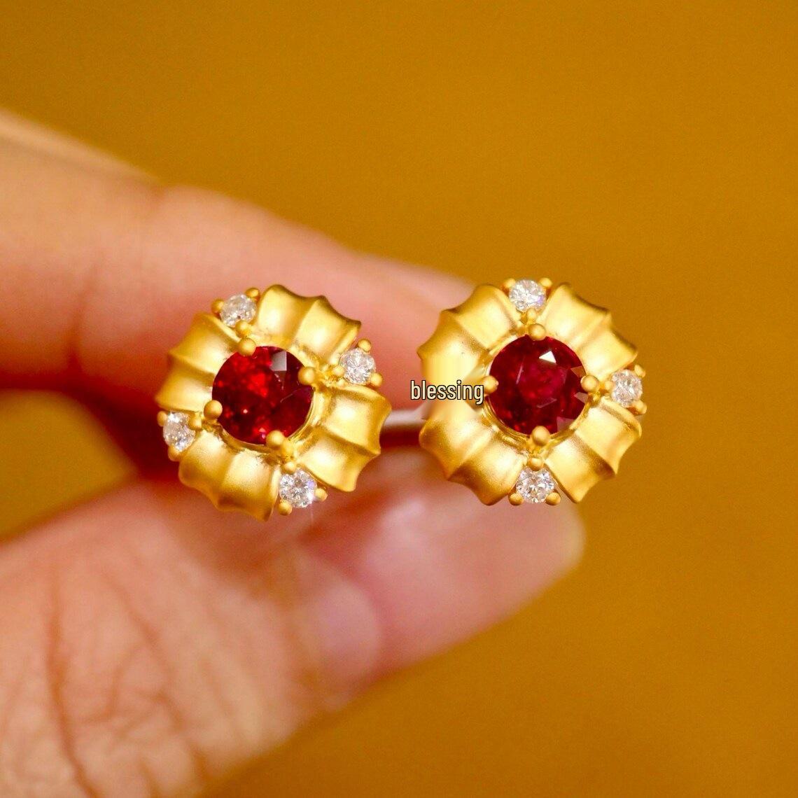 Silver Art S925 Sterling French Luxury Retro Flower Stud Earrings 925 Sterling Silver