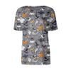 Women's Short Sleeved Patterned Pockets, Work Print Stand Up Collar, Single Breasted Protective Clothing, Cardigan Jacket, Top