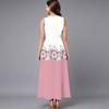 Women Plus Size Sleeveless Round Neck Dress Big Floral Printed Loose Flowy Mid Calf Dress