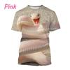 T-shirt da uomo estiva con girocollo, stampa 3D con motivo cobra, alla moda, casual, a maniche corte