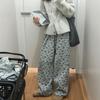 Spring/Autumn Lazy Style Retro Floral All-Over Print Wide-Leg Loose Casual Sweatpants for Women - Trendy Fashion