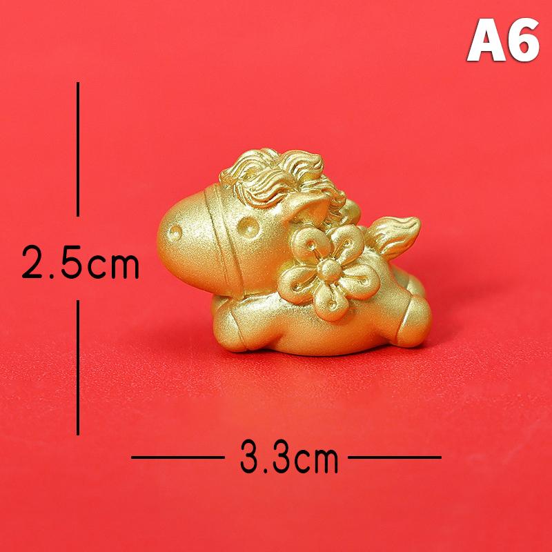 

1Pc 2026 Lucky Gold Horse Figurine - Cartoon Miniature, Micro Landscape Ornament for Home Desk New Year Decor