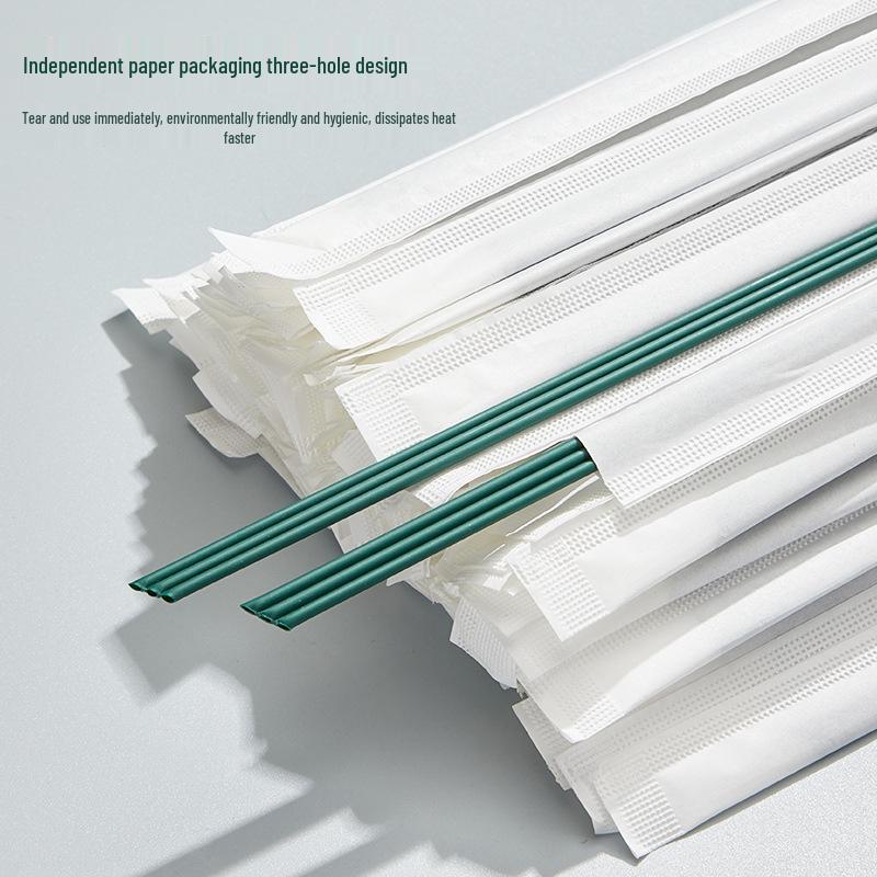 PLA Three-Hole Coffee Stirrer: Disposable, Individually Wrapped, Hot Drink Three-Pronged Straw.