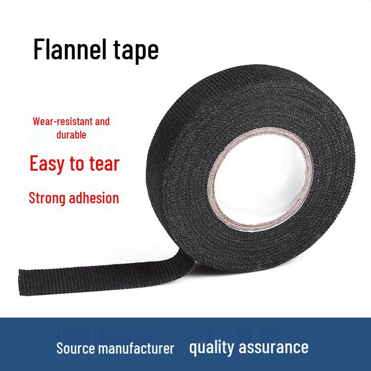 High-Temperature Resistant Black Flannel Automotive Wiring Harness Tape 19mm x 15m