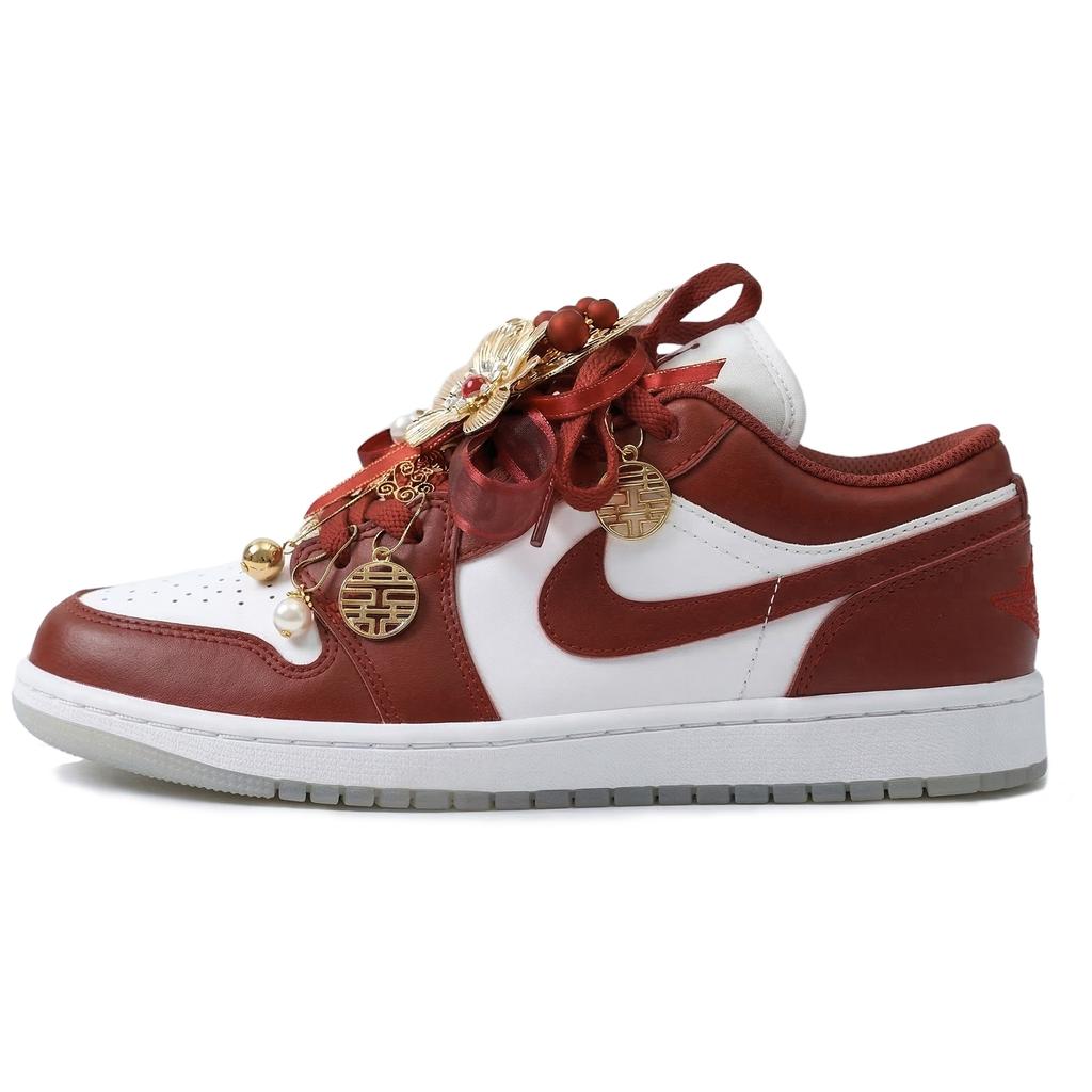 Jordan Air Jordan 1 Blissful Union, Formal Wear, Wedding Shoes Slip Resistant Lightweight Low top 553560-133(Team2070-S-BOX)