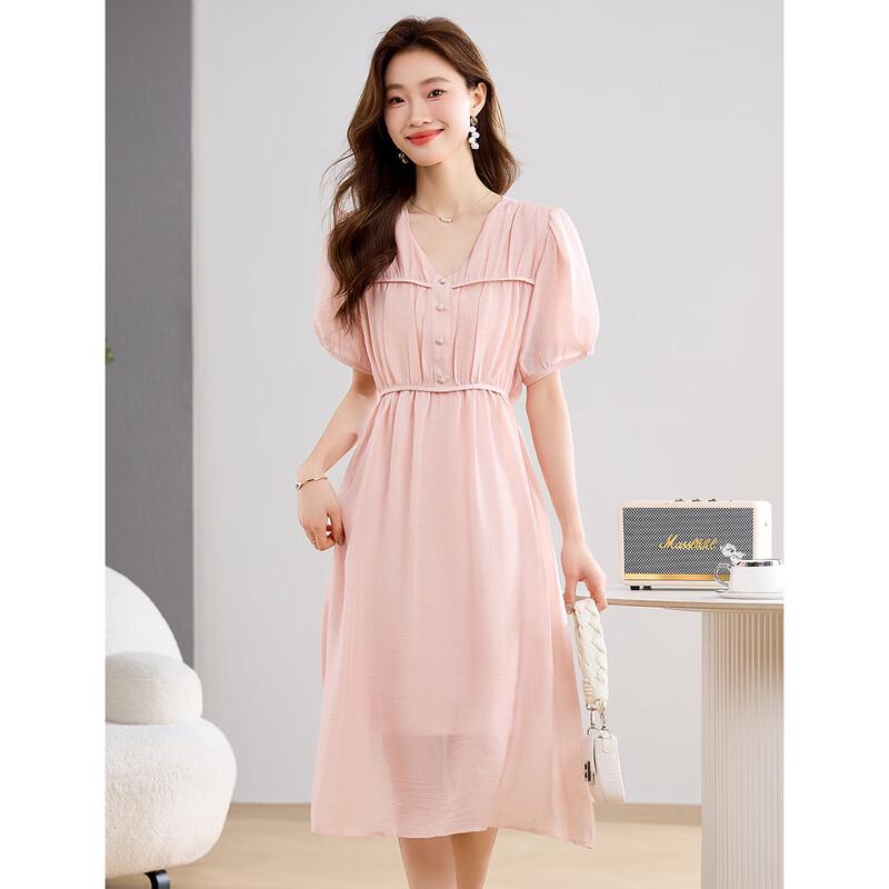 ORIGIN V-Neck Printed A-Line Midi Dress L хаки