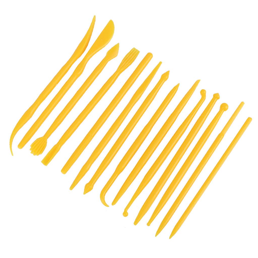 14Pcs DIY Plastic Clay Sculpting Set Pottery Shaper Polymer Modeling Hand Tool(yellow)