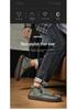 Autumn/Winter Men's Mid-Top Leather Slip-On Martin Boots - Large Size, Handmade, Stitched, Business Style.