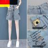 Summer Women's High Waist Wide Leg Ripped Shorts Straight-Cut Four-fifths Denim Pants