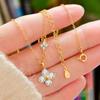 New Hot-Selling Fashion 14k Gold-Plated Sterling Silver Boutique Lucky Four-Leaf Clover Pendant Necklaces