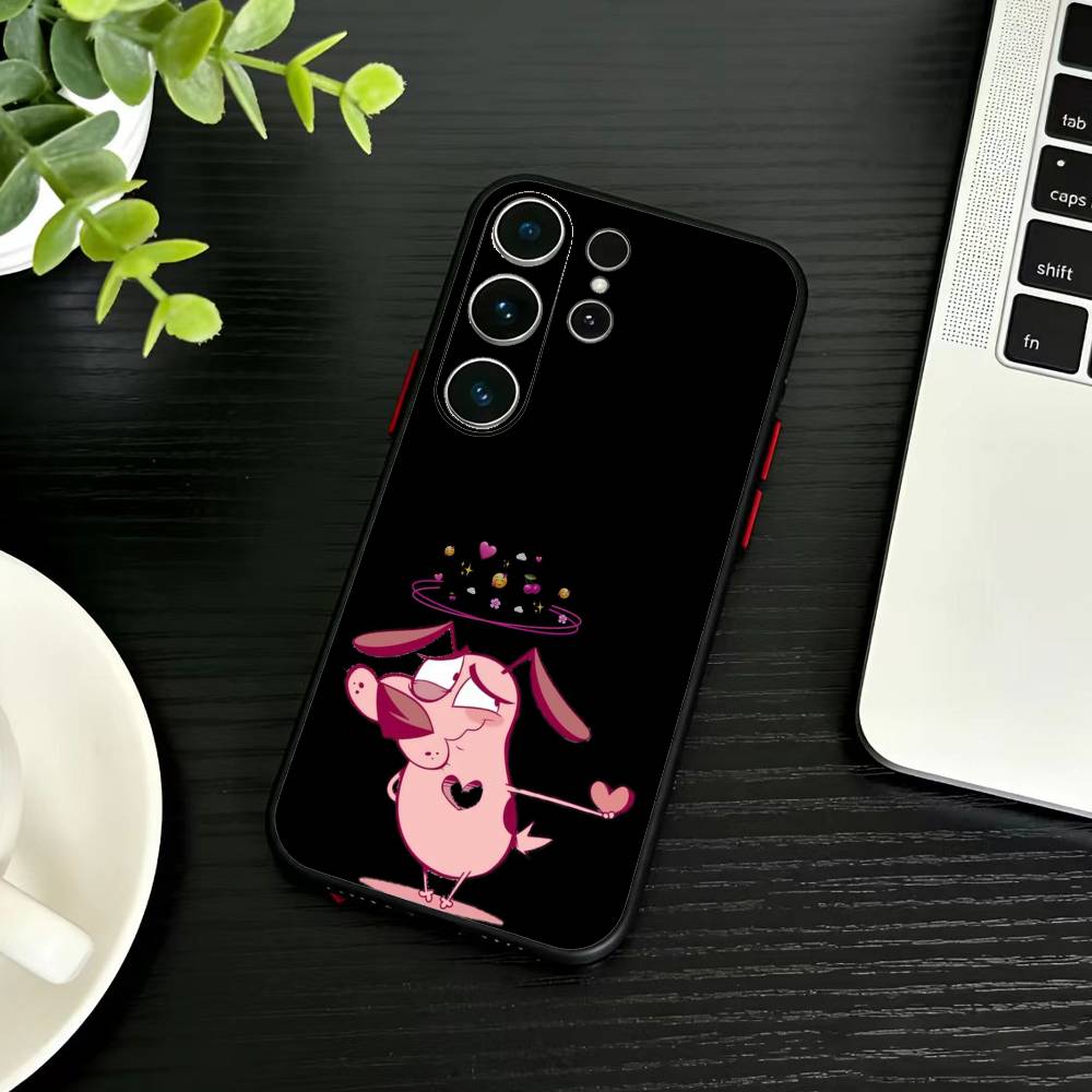 

Courages Cowardly Dog Phone Case For Samsung S26,S25,S24,S23,S22,S21,S20,Ultra,Plus,FE Black Soft Cover Samsung S25Plus