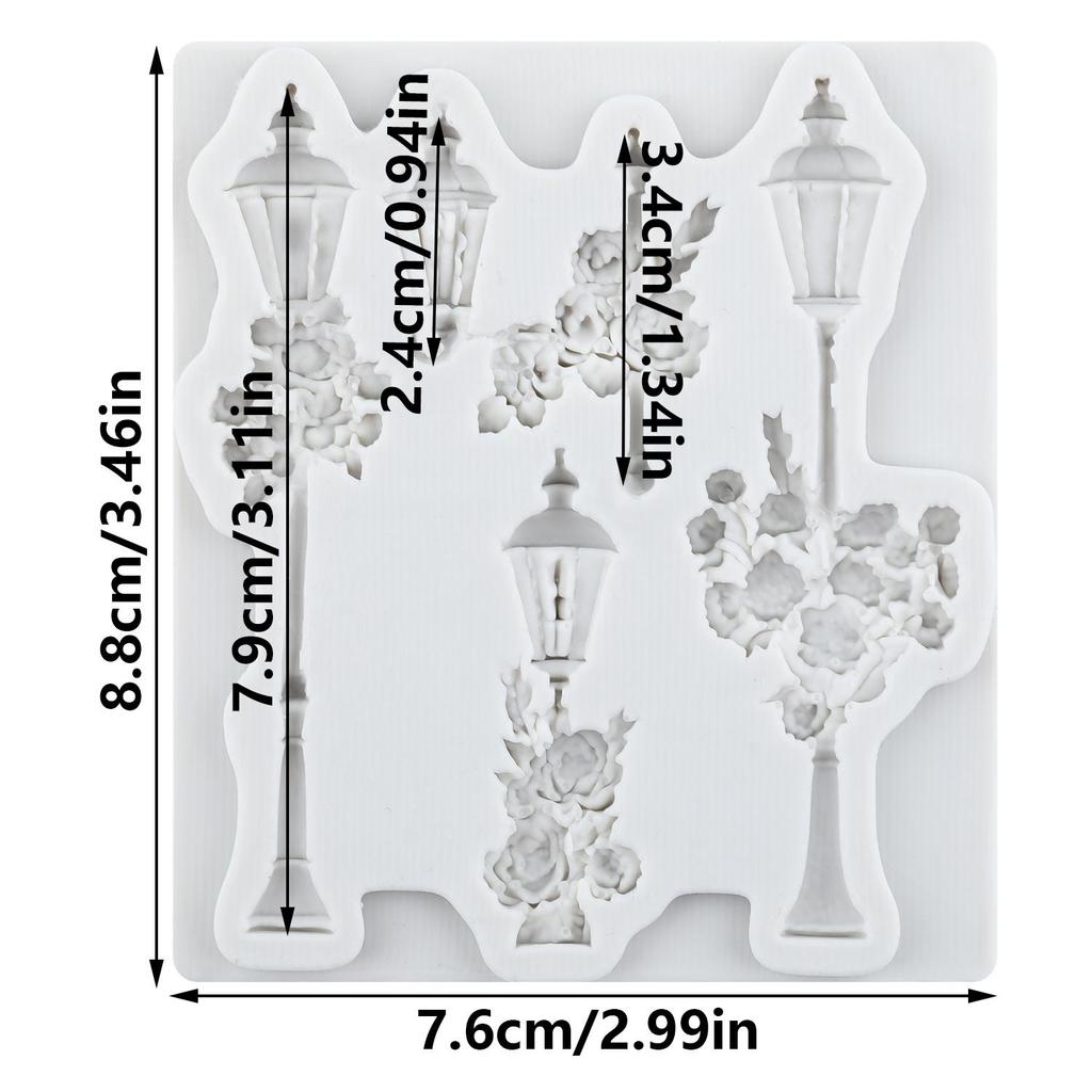 Vintage Straßenlaterne Silikonformen Straßenlaterne Fondantform Kuchen Dekorationswerkzeuge Cupcake Topper Schokolade Süßigkeiten Basteln Gum Paste Polymer Clay