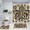 Western Ox Bulls Shower Curtain Bath Sets Waterproof Non-Slip Bathroom Rug Toilet U With 12 Hooks Home Deco