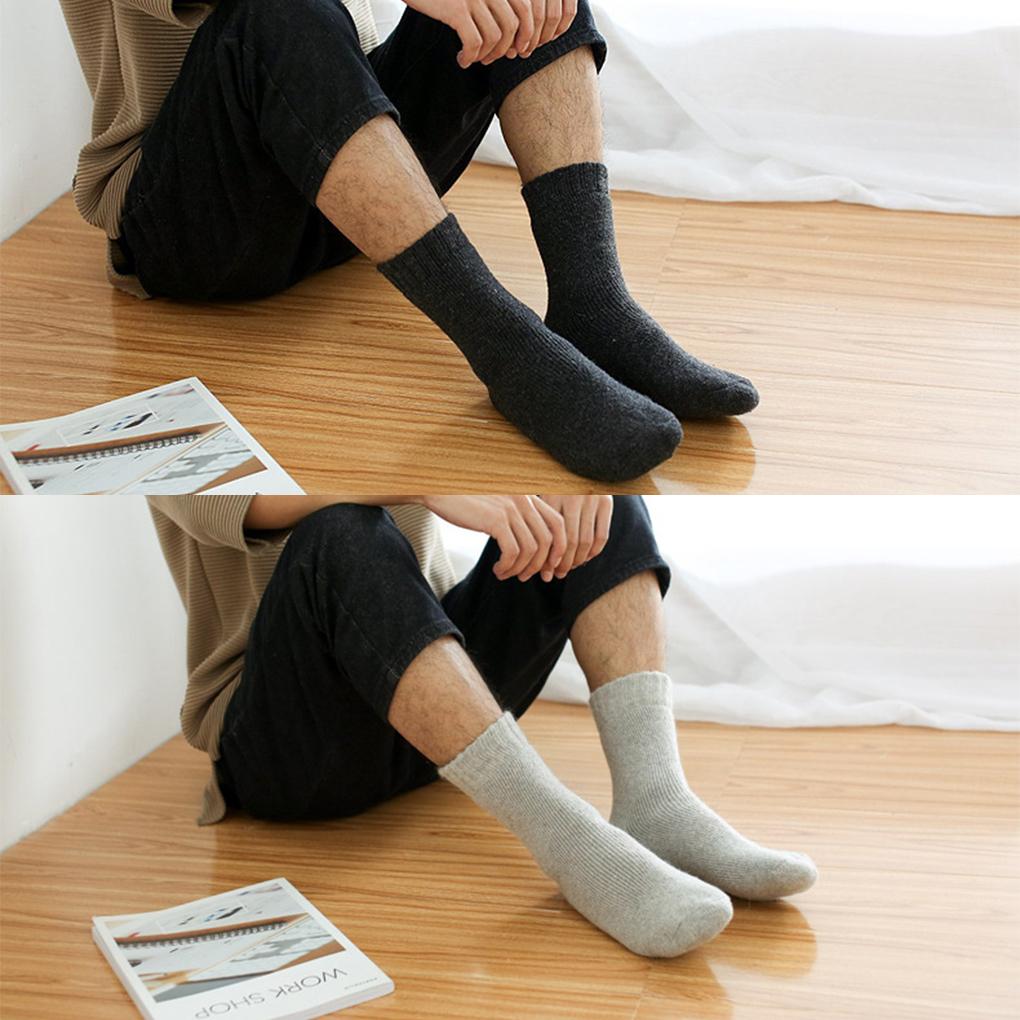 1 Pair Winter Socks Cold Weather Solid Color Thermal Hosiery Foot Warmer Breathable Comfortable Clothing Dressing Footwear