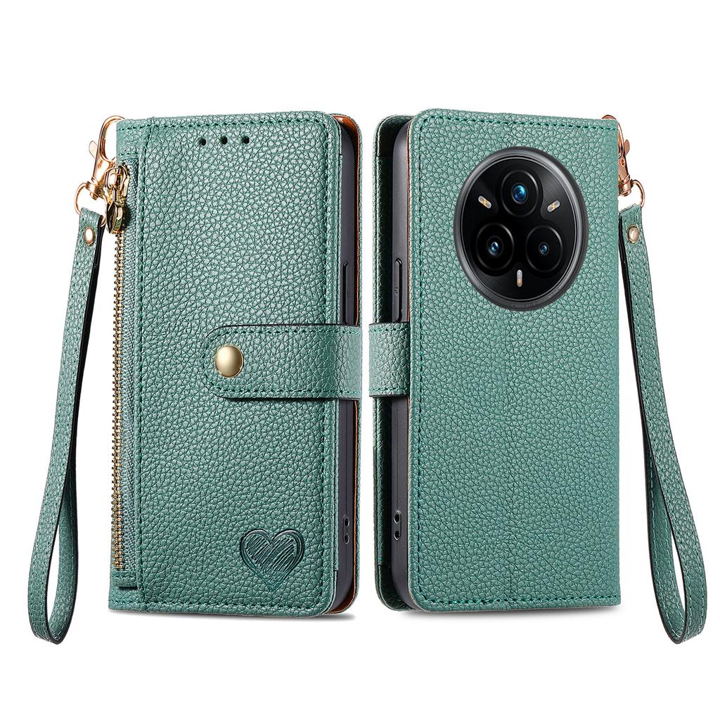 For Realme 14 Pro+ 5G Case RFID Blocking Zipper Pocket Leather Wallet Phone Cover with Strap