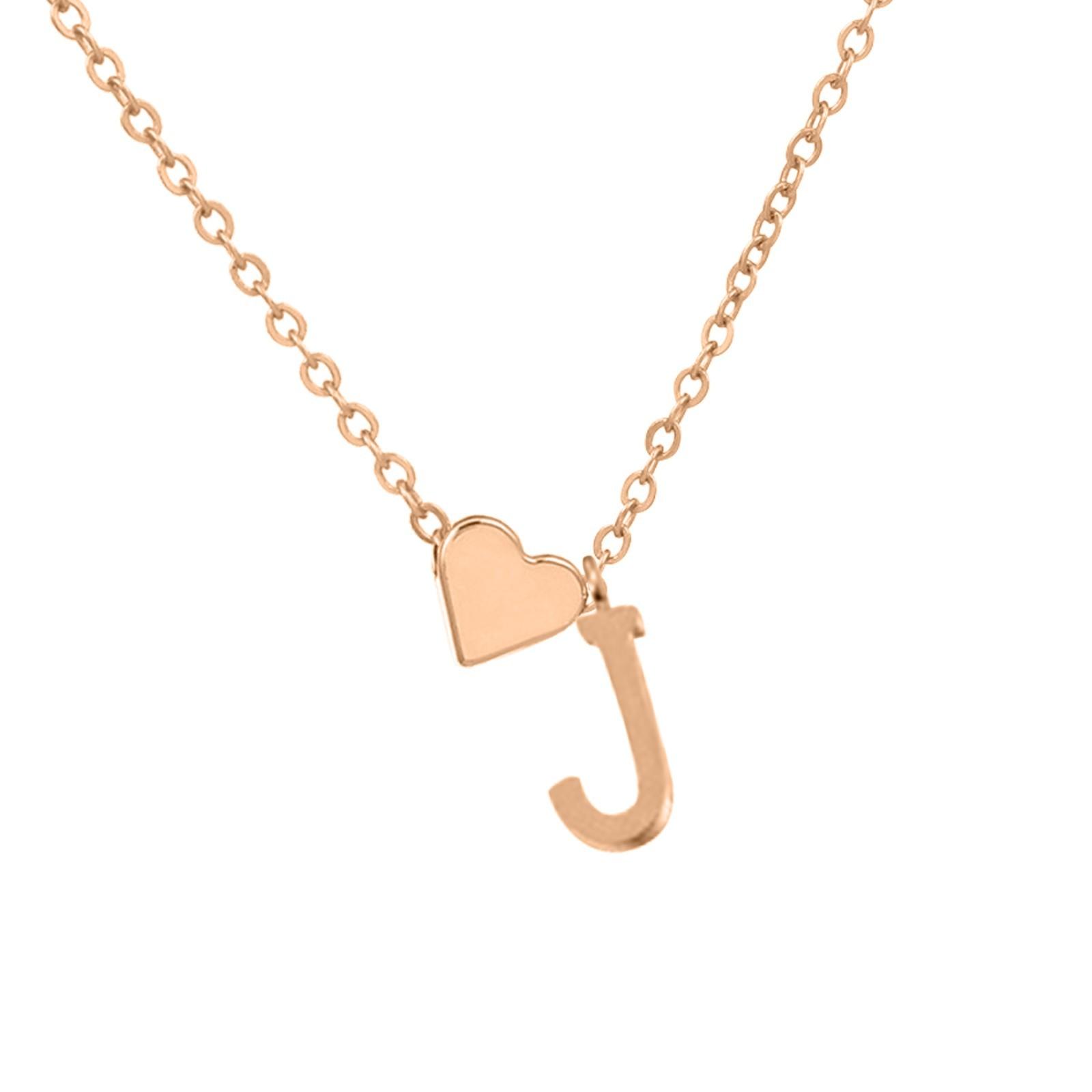 Ожерелье с инициалами в форме сердца, ожерелье с буквами в форме сердца, персонализированное ожерелье с монограммой, 1 шт. One Size