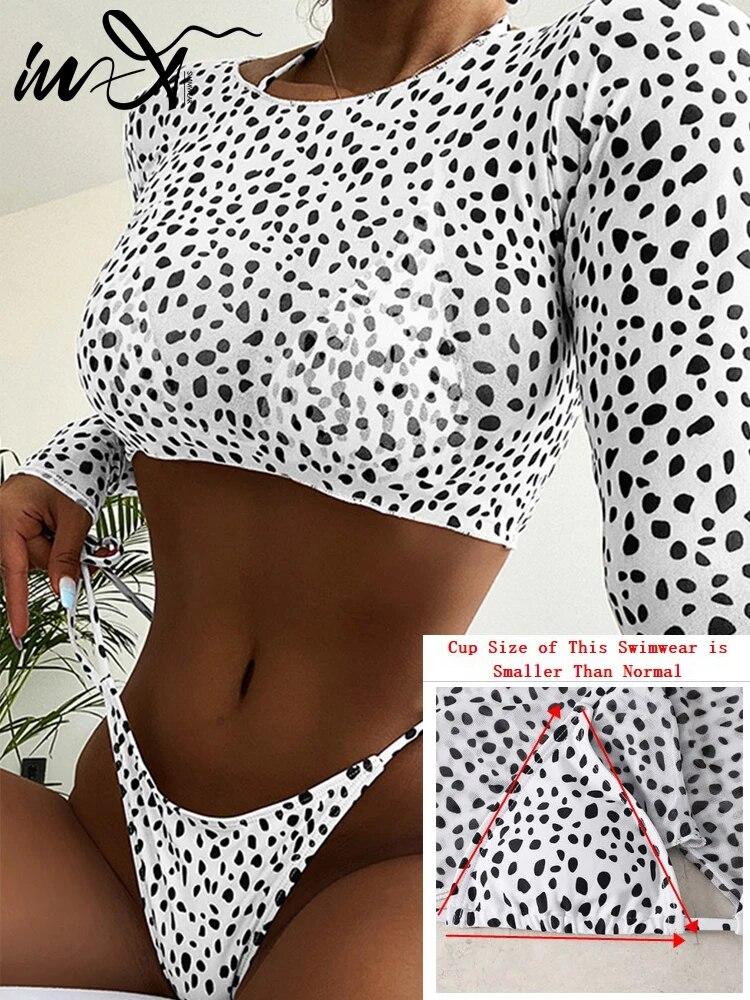 

Leopard Print 3 Piece Bikini Set Long sleeves Swimsuit Women s Swimming SwimwearSexy Bikini Women Bathing Suit