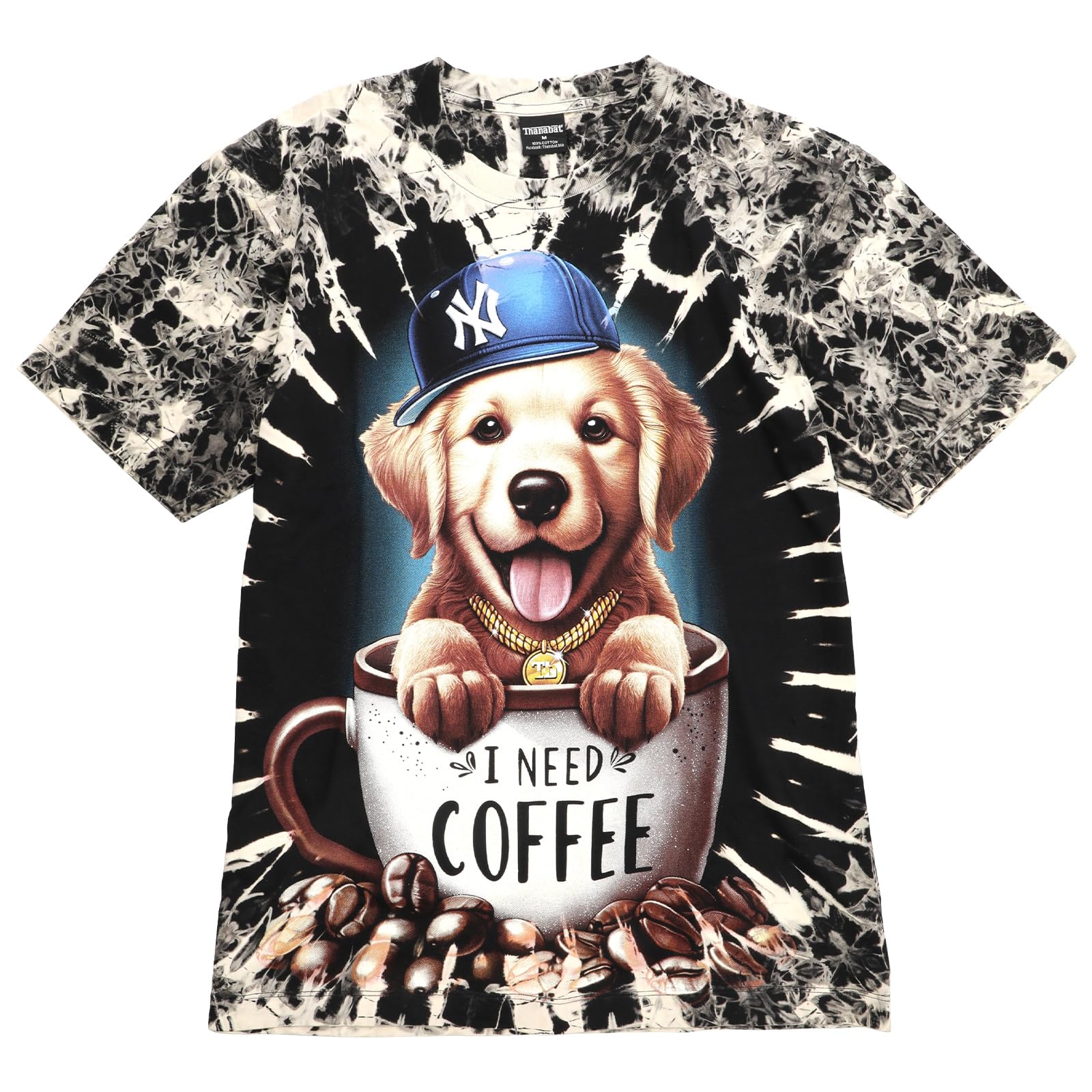 

ROOOOM striking 3D Print Dog Short Sleeve Funny and Flashy Cotton NY L Men s Tie-Dye T-Shirt [A piece!] 100%