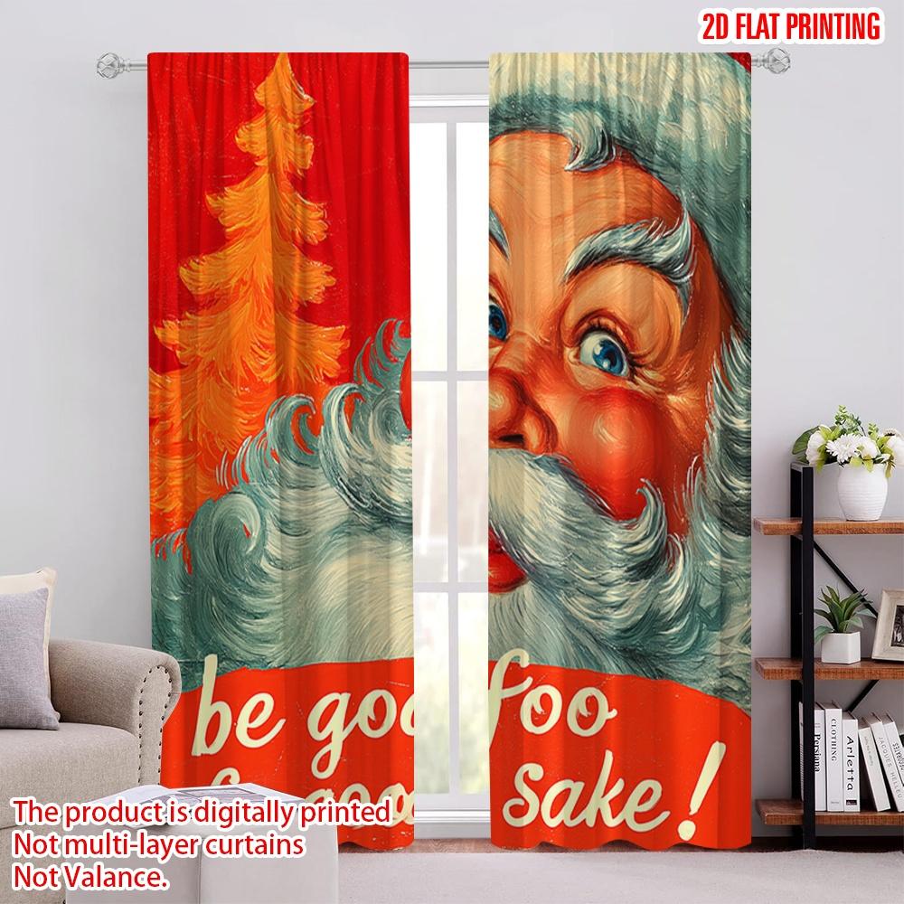 

2pcs,2D plane printing Print Curtains Santa & Tree Durable 100% Polyester Fabric (without rod) All Seasons for Bedroom Living 52.50 × 116.00 cm 2 pcs