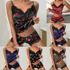 Women Casual Sleepwear Set V Neck Sling Shorts Polka Dot Printed Sexy and Letter Loungewear Vest