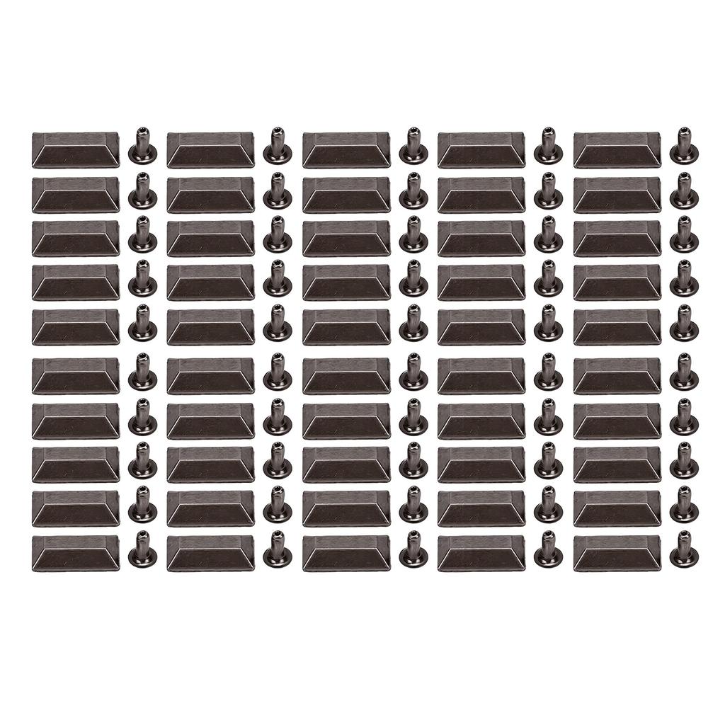 50 Sets Leather Rivets 18x9mm Antique Silver Rectangular Trapezoid Rivets with 3x7mm Iron Trumpet Foot for Craft Repair