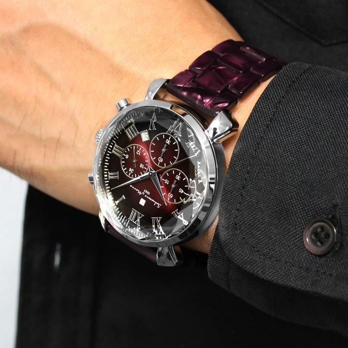[Salvatore Marra] Watch Chronograph Multi-faceted Glass Acetate Band Gradient Men's Purple SM19104A-SSPL