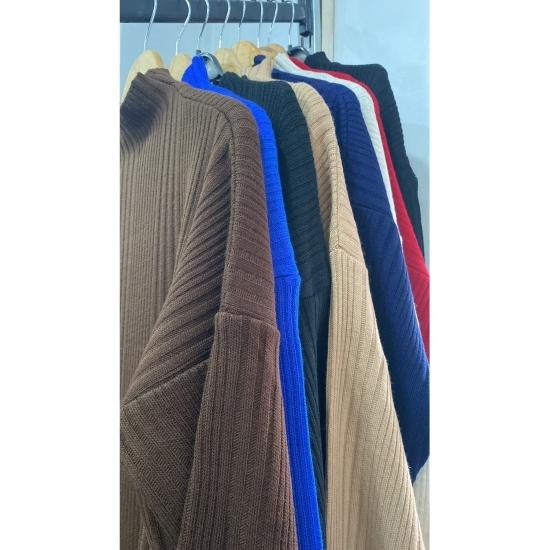 Knitwear Women Hijab Long Sleeve Ribbed Half Neck Long Knitted Dress