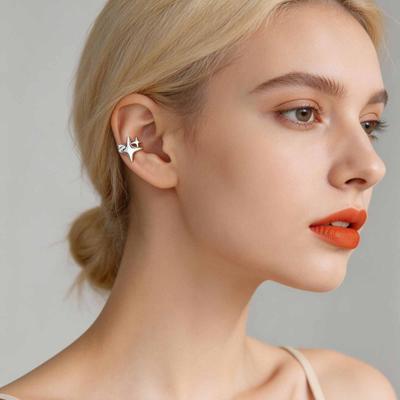 Star Ear Cuff Non Piercing Double Starburst Minimalist Wrap Cartilage Earrings for Women Men Jewelry Gift
