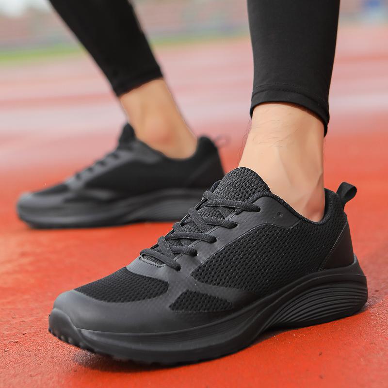 Fashion Men's Shoes Mesh Breathable Shoes Men Casual Sports Running Sneakers Fashion Comfortable Black Sports Shoes Anti-Slip Casual Run