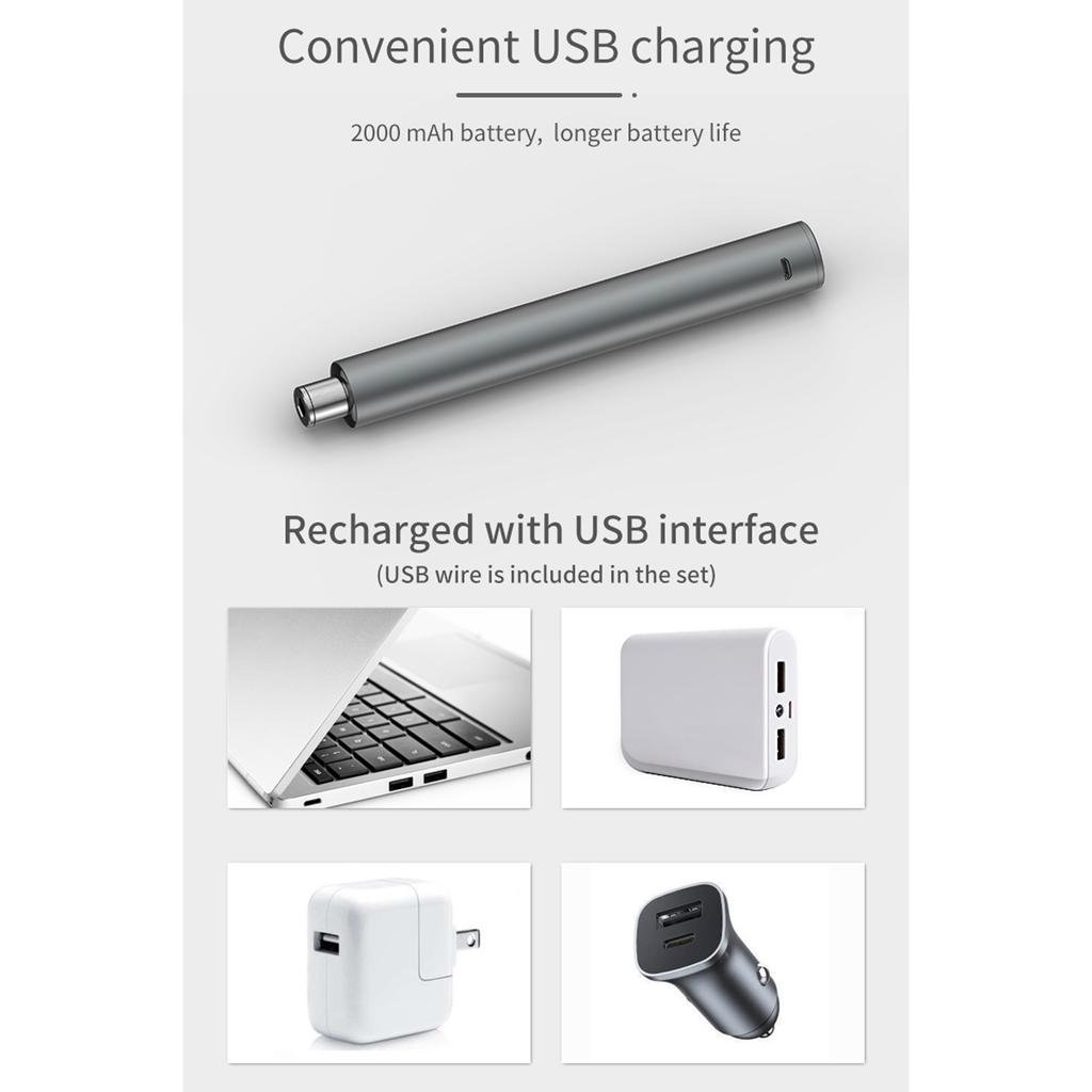 CS1902A Cordless Electric Screwdriver Kit 1.5Nm Mini Tools USB Charging 3.7V Electric Screwdriver Variable Speed