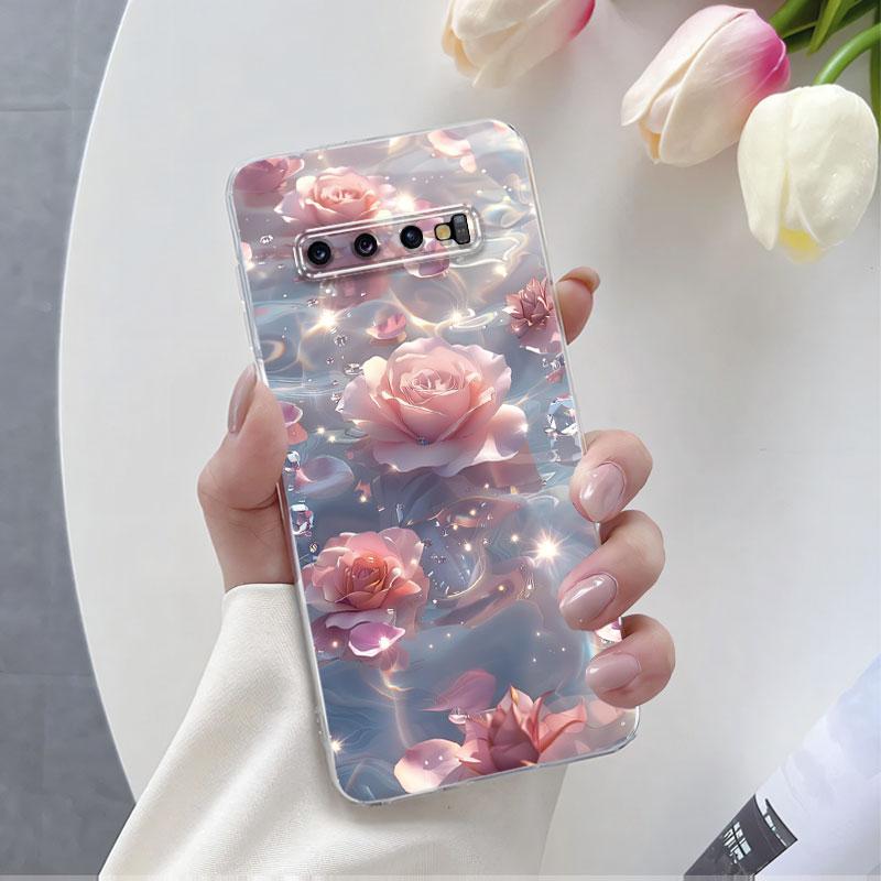 

For Samsung S10 Plus S10 5G Case Luxury Phone Case For Samsung GalaxyS10 S10E Marble Flower Clear Soft Silicone Protective Cover Samsung S10E